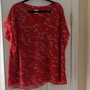 CAbi Red Floral Women's Blouse